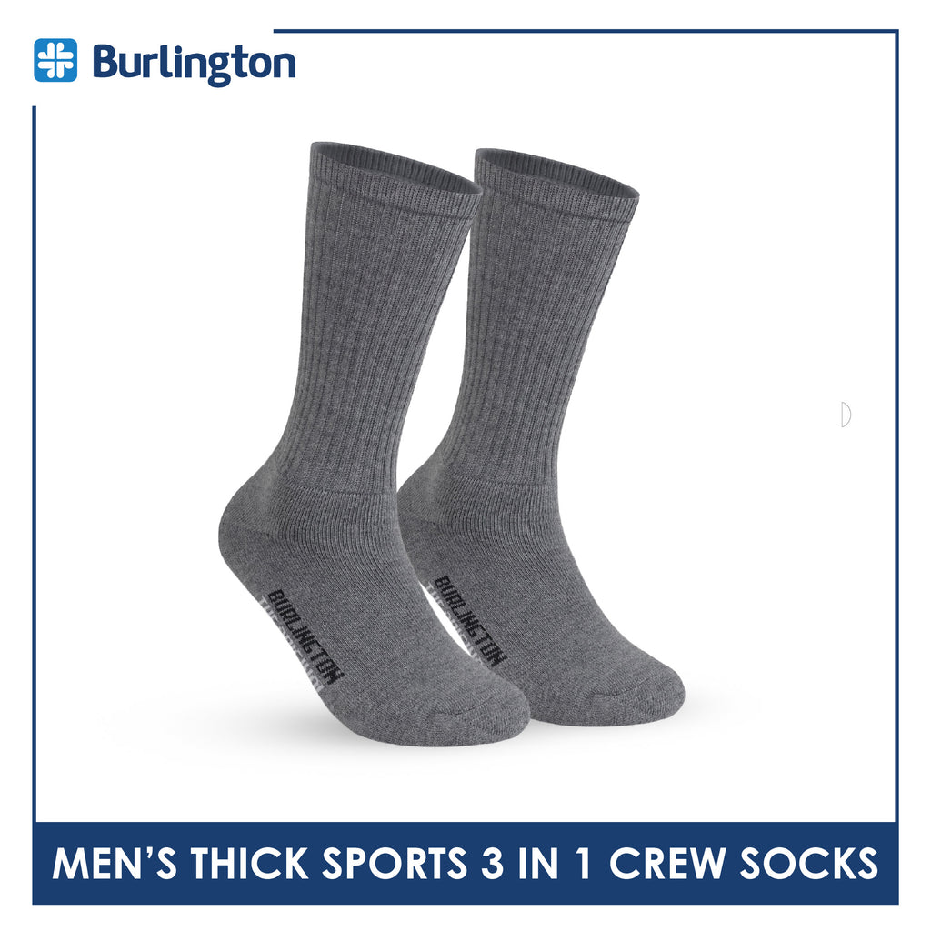 Burlington Men's Cotton Thick Sports Crew Socks 3 pairs in a pack 0250