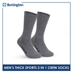 Burlington Men's Cotton Thick Sports Crew Socks 3 pairs in a pack 0250