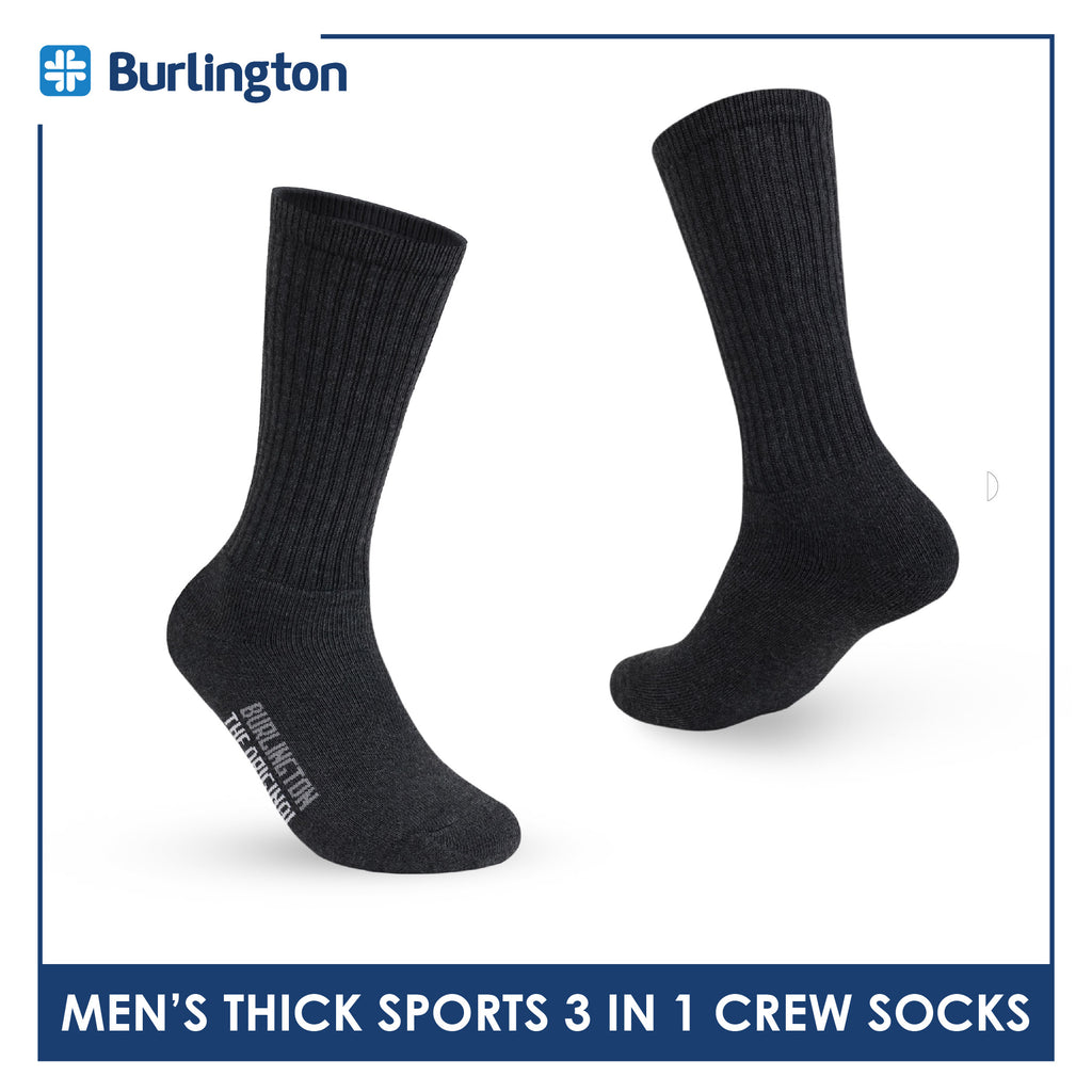 Burlington Men's Cotton Thick Sports Crew Socks 3 pairs in a pack 0250
