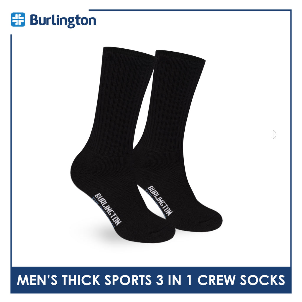 Burlington Men's Cotton Thick Sports Crew Socks 3 pairs in a pack 0250