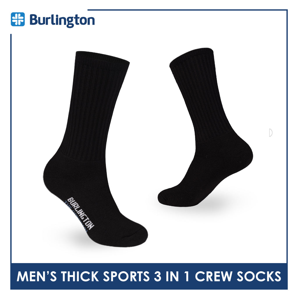 Burlington Men's Cotton Thick Sports Crew Socks 3 pairs in a pack 0250