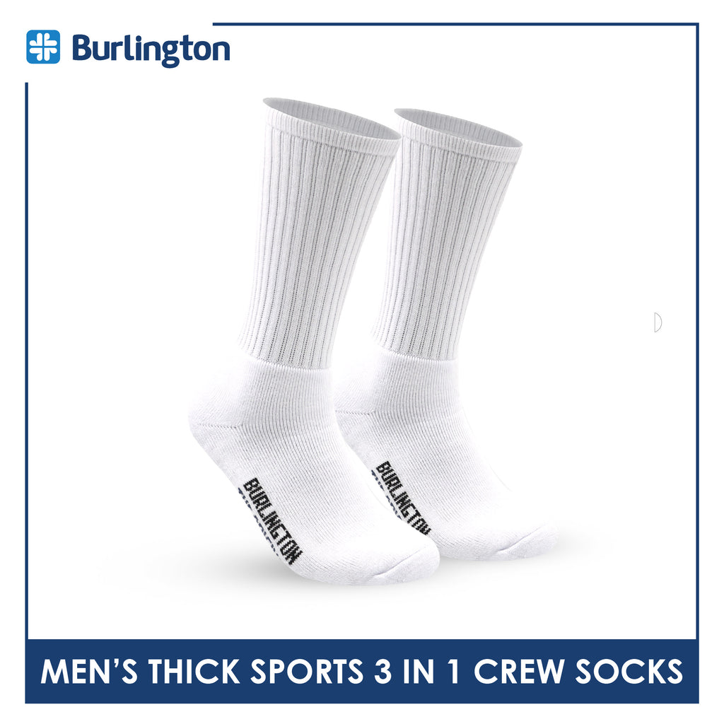 Burlington Men's Cotton Thick Sports Crew Socks 3 pairs in a pack 0250