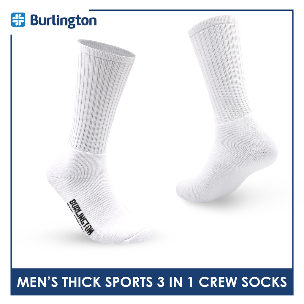 Burlington Men's Cotton Thick Sports Crew Socks 3 pairs in a pack 0250