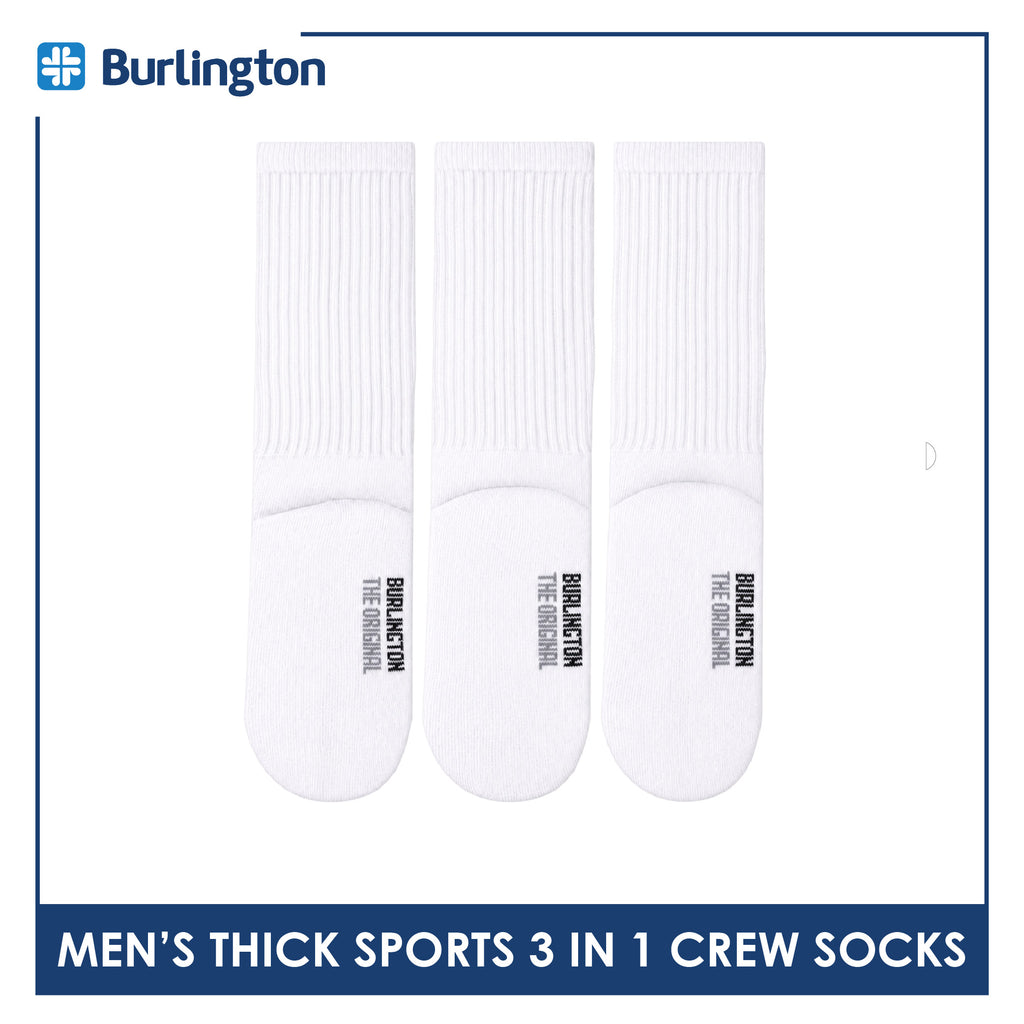 Burlington Men's Cotton Thick Sports Crew Socks 3 pairs in a pack 0250