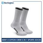 Burlington Men's Cotton Extreme Performance Crew Socks 3 pairs in a pack 0250