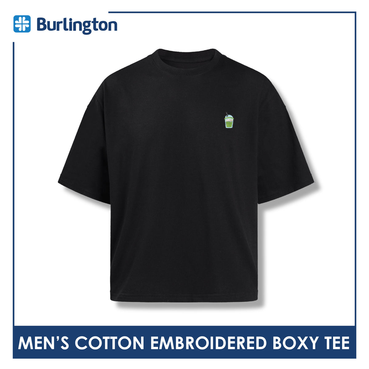 Burlington Men's Cotton Embroidered Boxy Tee 1 piece GTMSR631