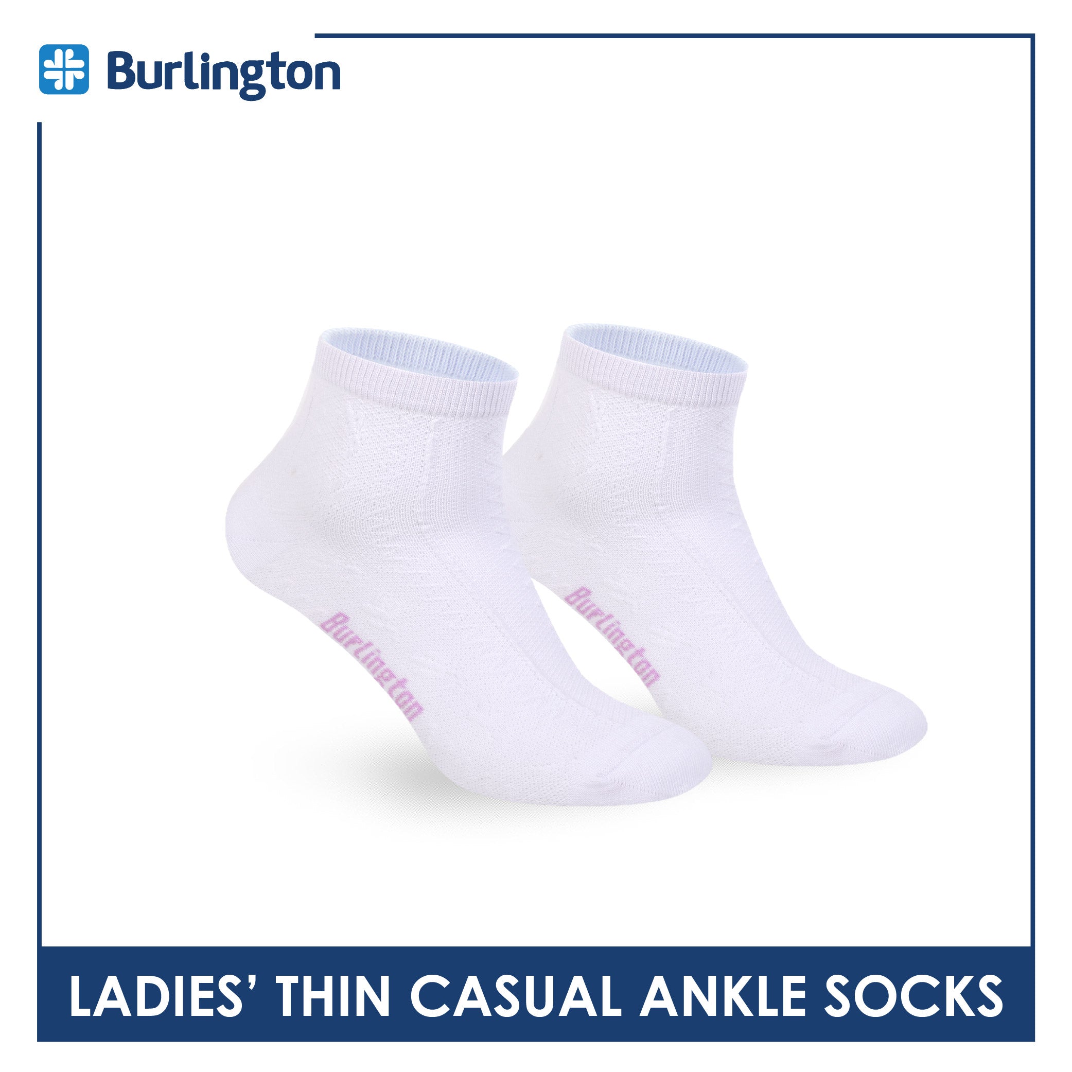Burlington Ladies' Cotton Thin Casual Ankle Socks 3 pair in a pack BLCMG611