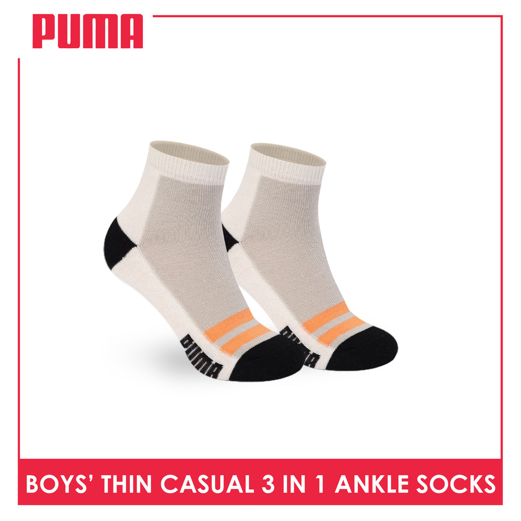 Puma Boys’ Cotton Thin Casual Ankle Socks 3 pairs in 1 pack PBCG612