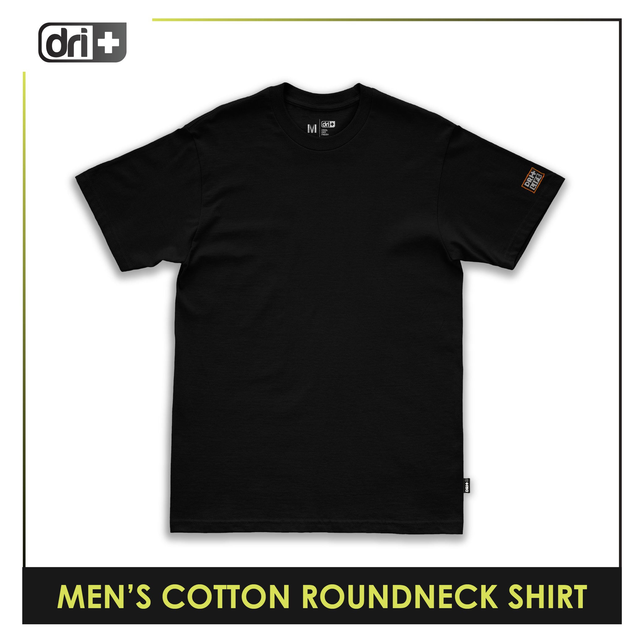Dri Plus Men’s Anti-Odor Sweat Wicking Cotton Plain Roundneck Shirt 1 piece DUMSRC523