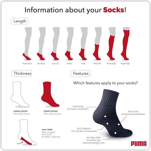 Puma Boys’ Cotton Thick Sports Ankle Socks 3 pairs in a pack PBSKG19