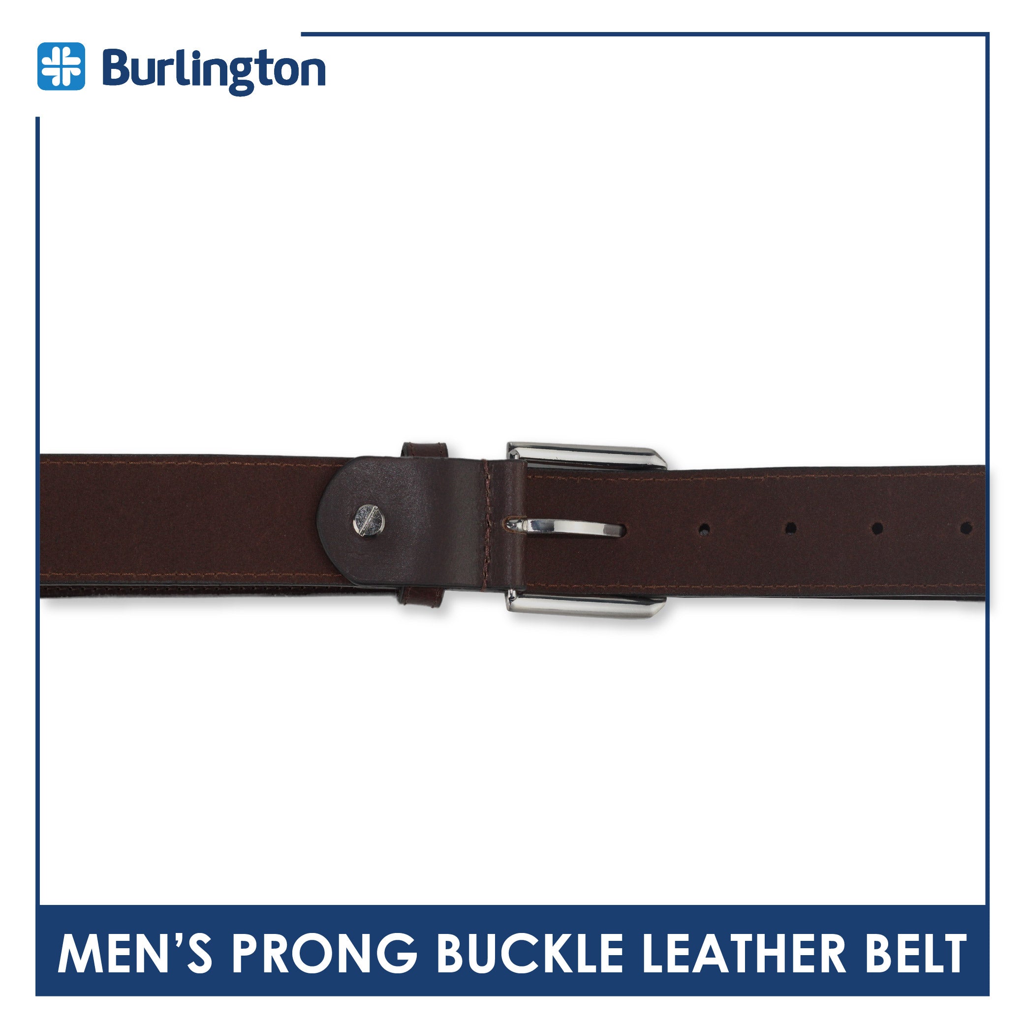 Burlington Men's Prong Buckle Genuine Leather Belt 1 piece JMLP512
