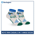 Burlington Boys’ Cotton Thin Casual Ankle Socks 3 pairs in 1 pack BBCG615