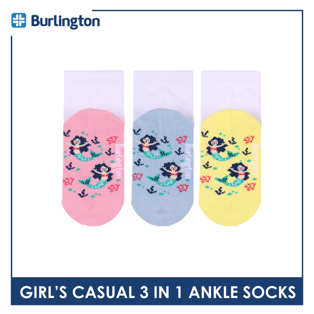 Burlington Girls’ Cotton Casual Ankle Socks 3 pairs in 1 pack BGCKG70