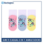 Burlington Girls’ Cotton Casual Ankle Socks 3 pairs in 1 pack BGCKG70