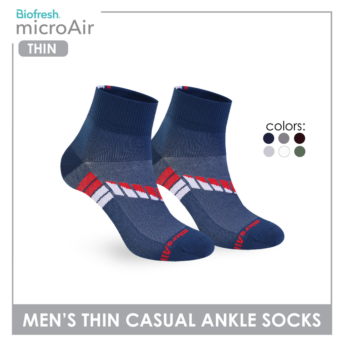 Biofresh Microair Men's Antimicrobial Thin Casual Ankle Compression Socks 1 pair MMCP611