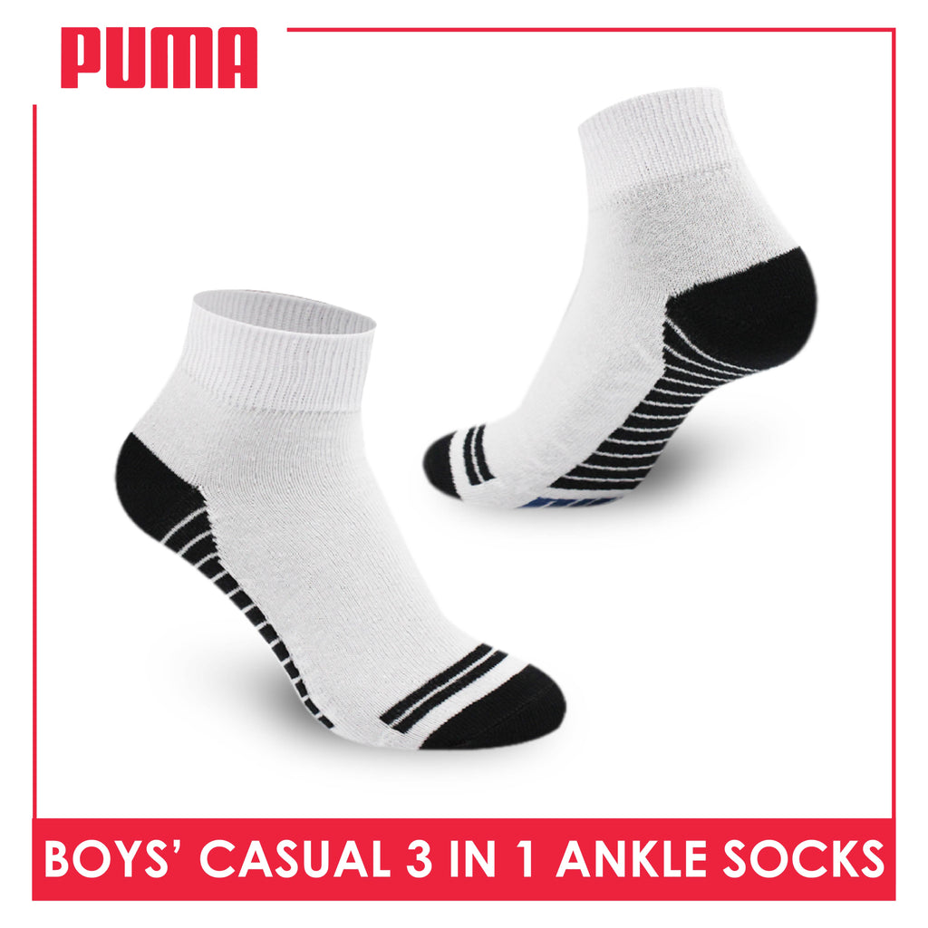 Puma Boys’ Cotton Lite Thin Casual Ankle Socks 3 pairs in a pack PBCKG20