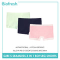 Biofresh Girls’ Antimicrobial Seamless Panty Boyleg Shorts 3 pieces in a pack UGPBG4