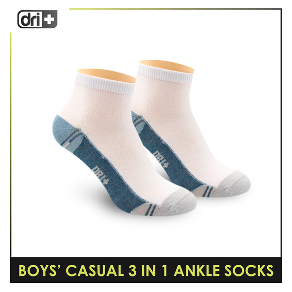 Dri Plus Boys Thin Casual Ankle Socks 3 pairs in a pack DBCKG7