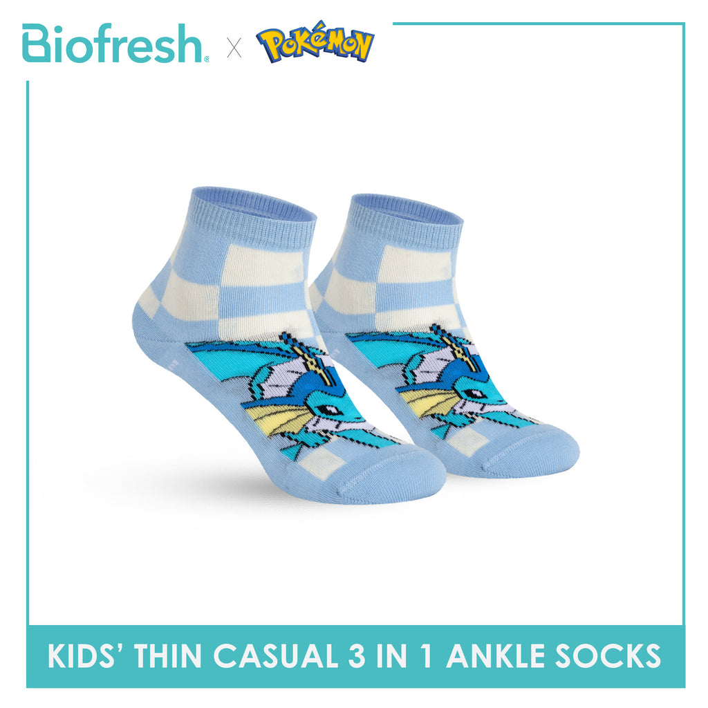 Biofresh | Pokemon Kids Antimicrobial Cotton Thin Casual Ankle Socks 3 pairs in 1 pack PKRBCG633