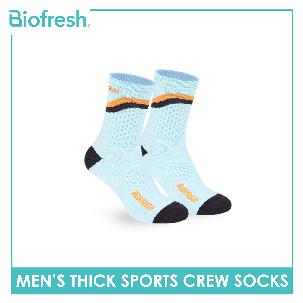 Biofresh Runfresh Men's Antimicrobial Cotton Embroidered Thick Sports Crew Socks 1 pair RRMSE632