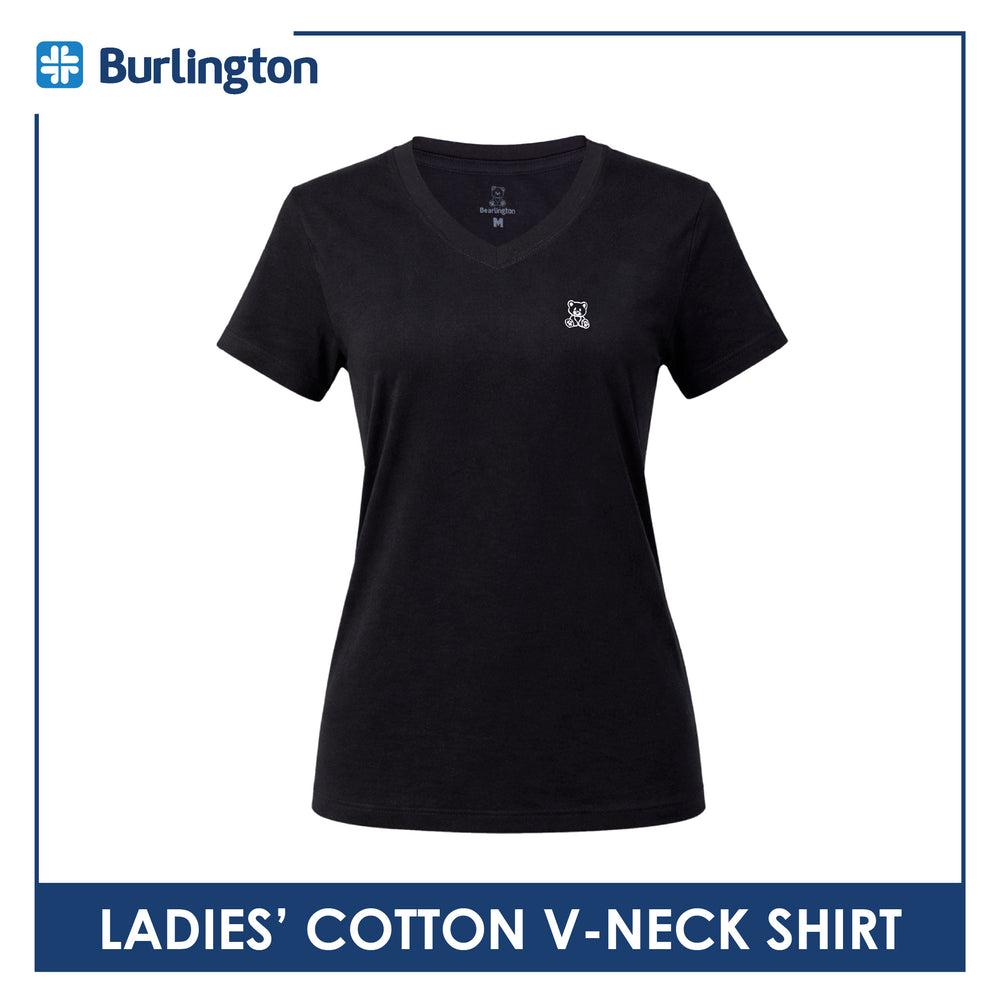 Burlington Ladies' Cotton Embroidered Bearlington Collection V-Neck Shirt 1pc TBLESV1