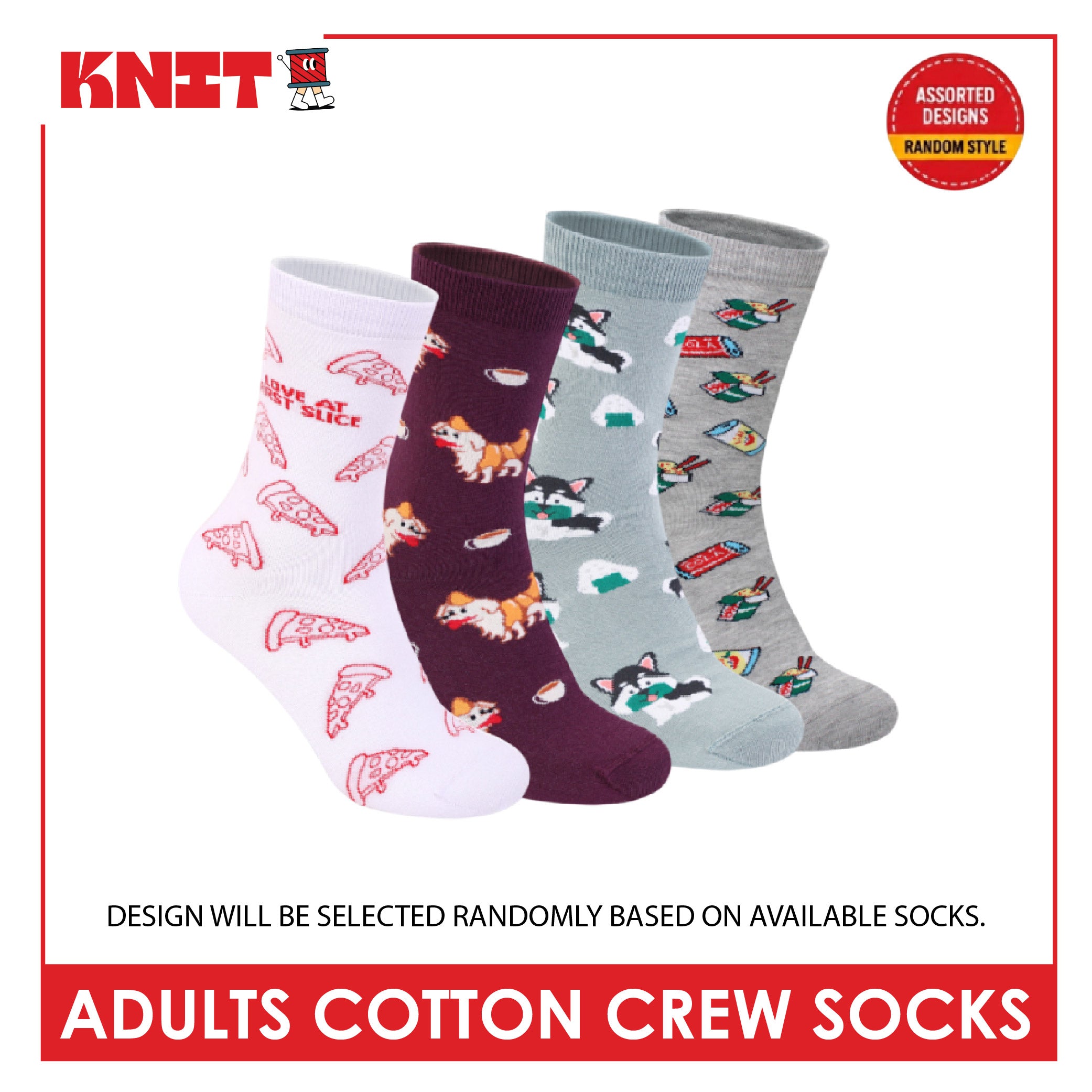Knit Adults OVERRUNS Cotton Crew Socks 1 pair KMCCO1