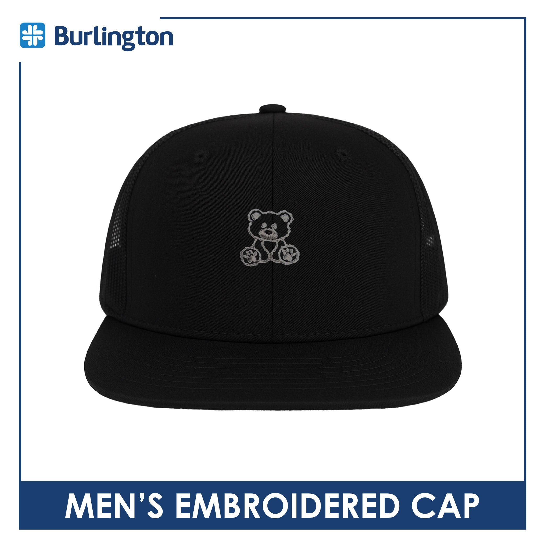 Burlington Men’s Embroidered Bearlington Collection Trucker Cap 1pc TBMECAP1