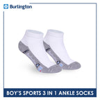 Burlington Boys’ Cotton Sports Ankle Socks 3 pairs in 1 pack BBSKG40
