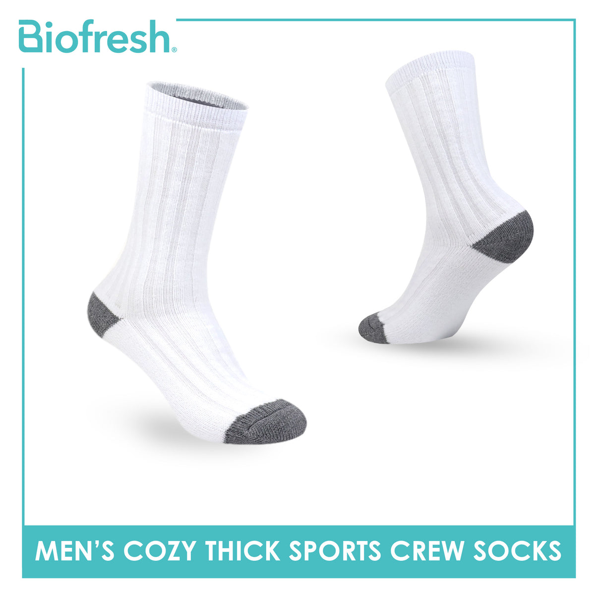 Biofresh Men’s Antimicrobial Cozy Warm Sleeping Thick Sports Crew Socks 1 pair RMSC631