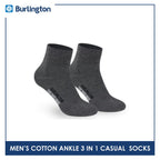 Burlington Men's Cotton Lite Thin Casual Ankle Socks 3 pairs in a pack 142