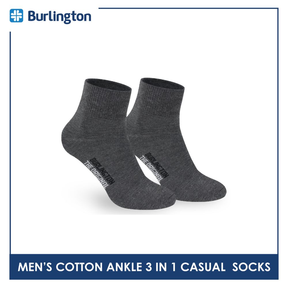 Burlington Men's Cotton Lite Thin Casual Ankle Socks 3 pairs in a pack 142