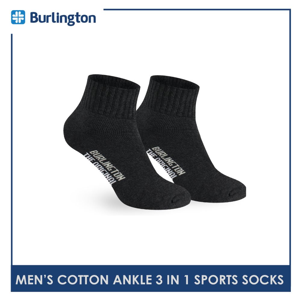 Burlington Men's Cotton Thick Sports Ankle Socks 3 pairs in a pack 0222