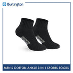 Burlington Men's Cotton Thick Sports Ankle Socks 3 pairs in a pack 0222