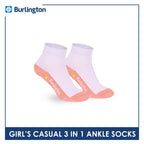 Burlington Girls’ Cotton Casual Ankle Socks 3 pairs in 1 pack BGCKG68