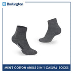 Burlington Men's Cotton Lite Thin Casual Ankle Socks 3 pairs in a pack 142