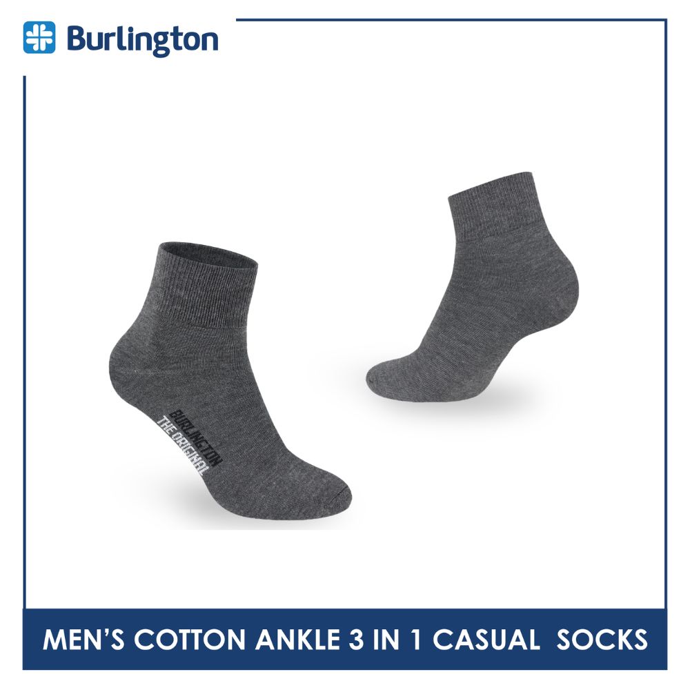 Burlington Men's Cotton Lite Thin Casual Ankle Socks 3 pairs in a pack 142