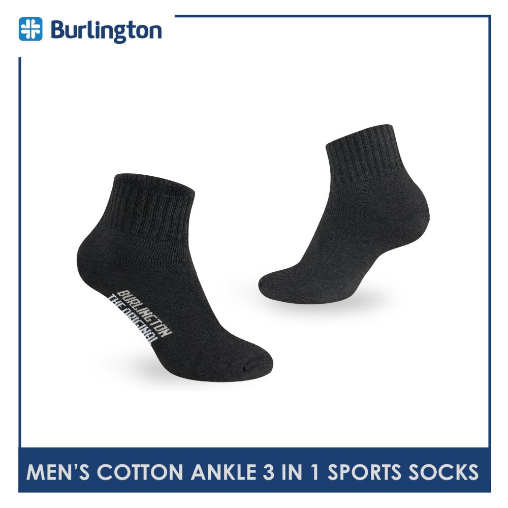 Burlington Men's Cotton Thick Sports Ankle Socks 3 pairs in a pack 0222