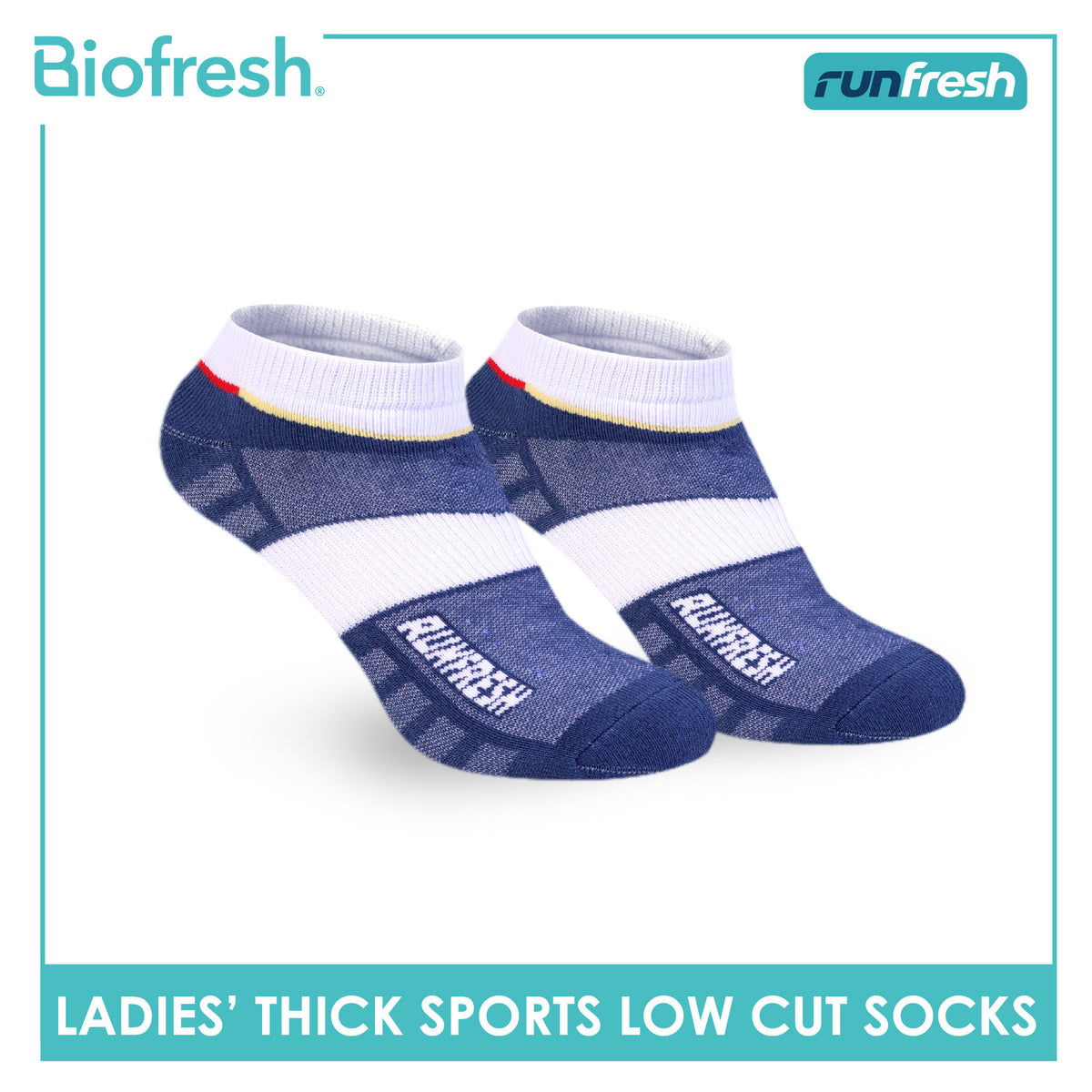 Biofresh Runfresh Ladies' Antimicrobial Cotton Thick Sports Low Cut Socks 1 pair RRLS611
