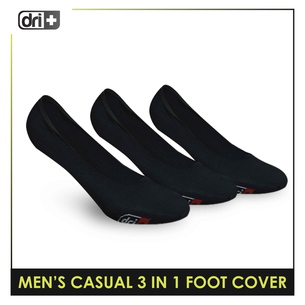Dri Plus Cotton Lite Thin Casual  No Show Socks With Anti Slip Heel Gel 3 pairs in a pack DMCFG2