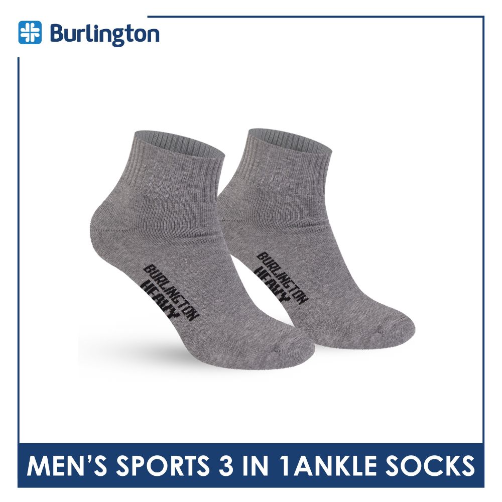 Burlington Men's Thick Sports Heavy Ankle socks 3 pairs in 1 pack 0222H