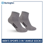 Burlington Men's Thick Sports Heavy Ankle socks 3 pairs in 1 pack 0222H