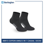 Burlington Men's Cotton Lite Thin Casual Ankle Socks 3 pairs in a pack 142
