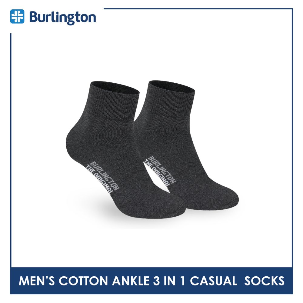 Burlington Men's Cotton Lite Thin Casual Ankle Socks 3 pairs in a pack 142