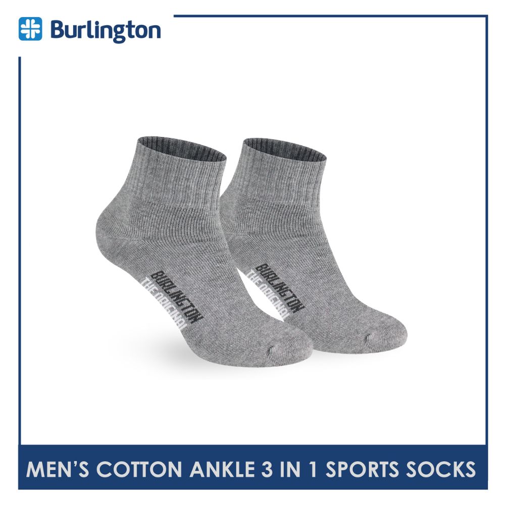 Burlington Men's Cotton Thick Sports Ankle Socks 3 pairs in a pack 0222