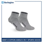 Burlington Men's Cotton Thick Sports Ankle Socks 3 pairs in a pack 0222