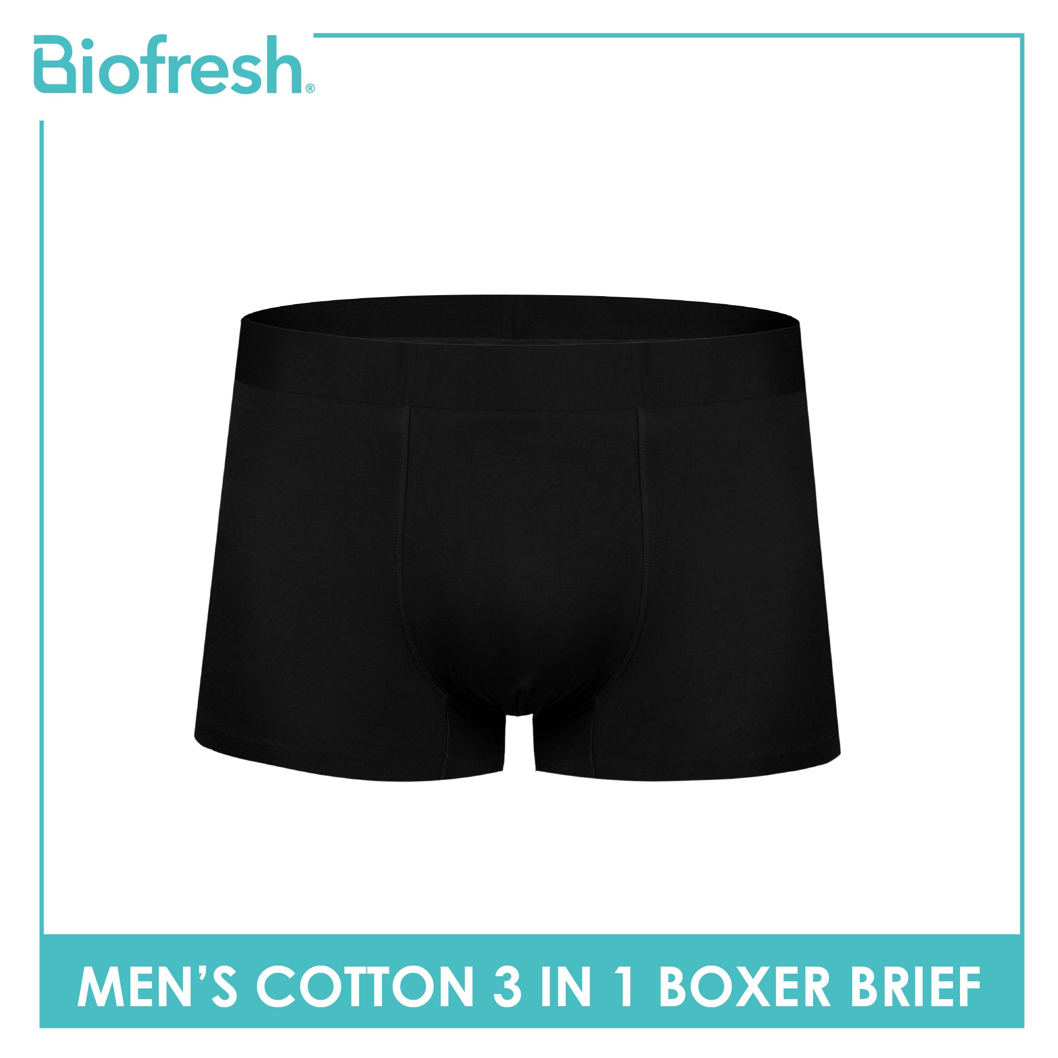 Biofresh Men's Antimicrobial Cotton Boxer Brief 3 pieces in a pack UMBBG521