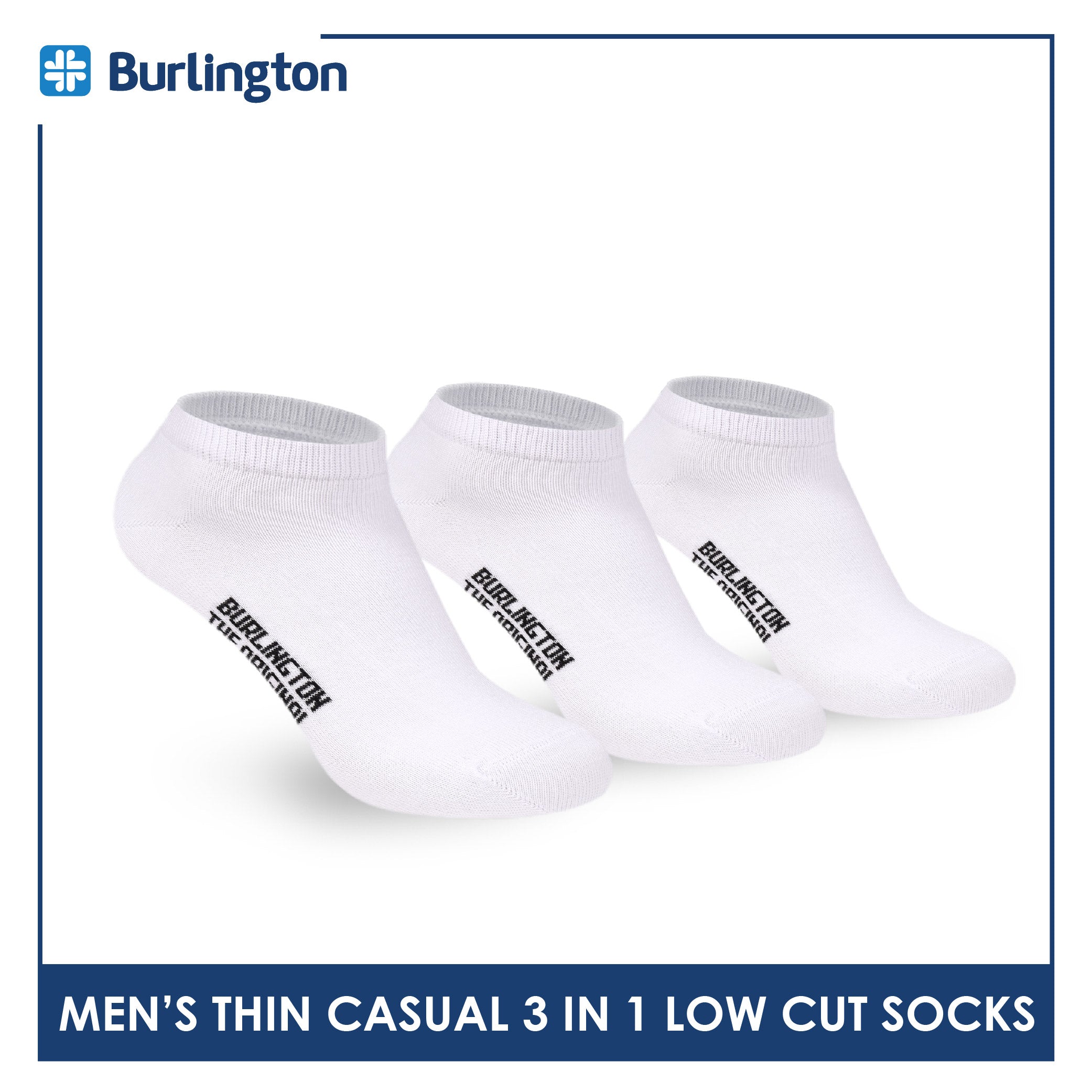 Burlington Men's Cotton Lite Thin Casual Low Cut Socks 3 pairs in a pack 140