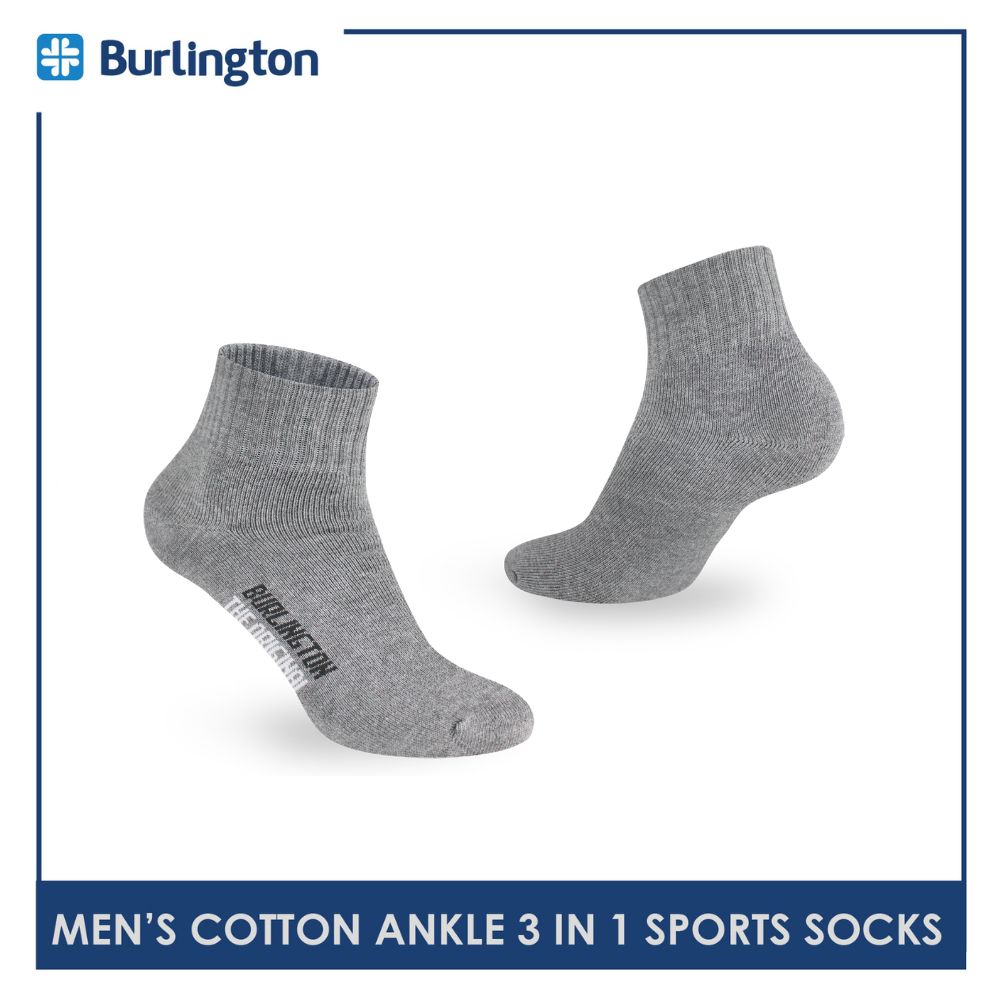 Burlington Men's Cotton Thick Sports Ankle Socks 3 pairs in a pack 0222