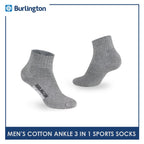 Burlington Men's Cotton Thick Sports Ankle Socks 3 pairs in a pack 0222