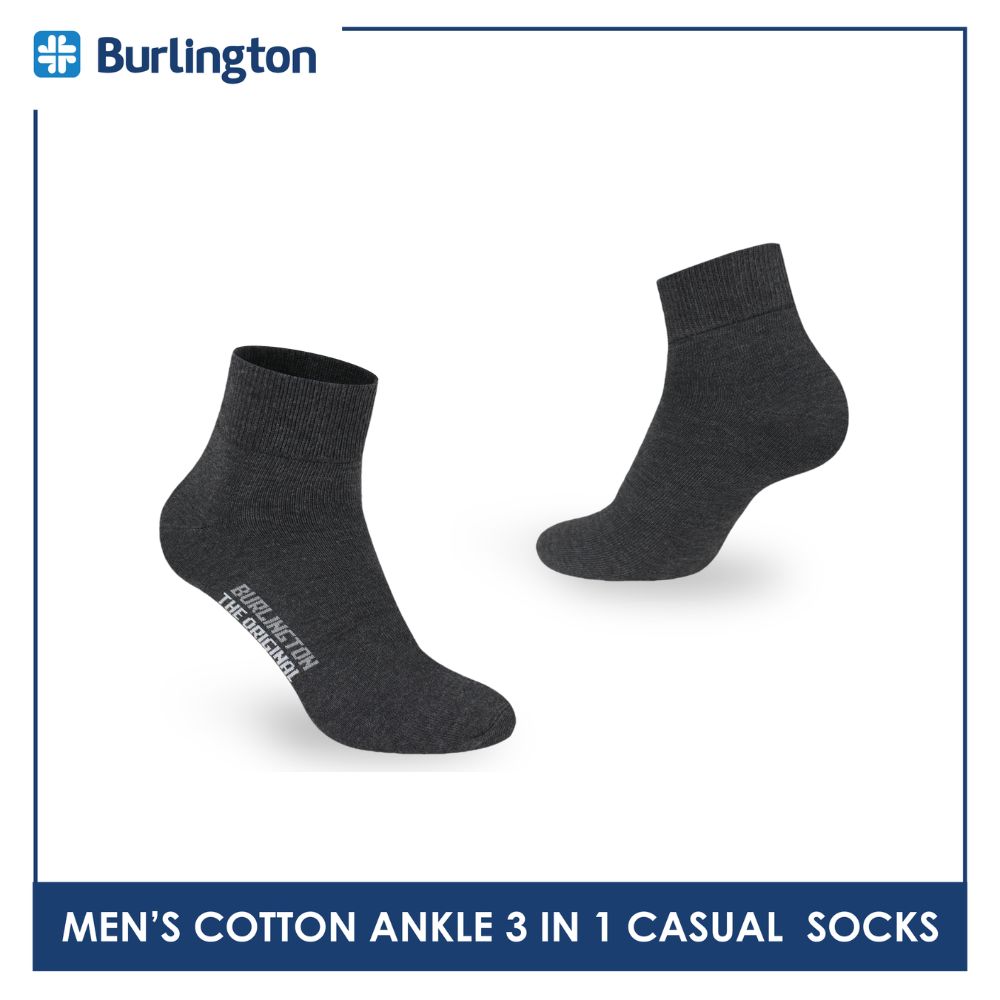 Burlington Men's Cotton Lite Thin Casual Ankle Socks 3 pairs in a pack 142
